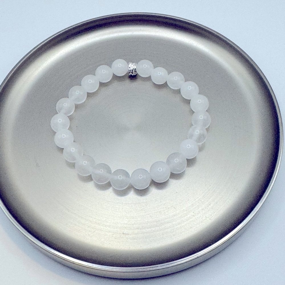 White Jade Silver Knot Bracelet